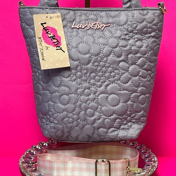 Betsey Johnson Handbags - NWT! Betsy Johnson Lavender Quilted Nylon Plaid Handle Crossbody Satchel Bag NWT